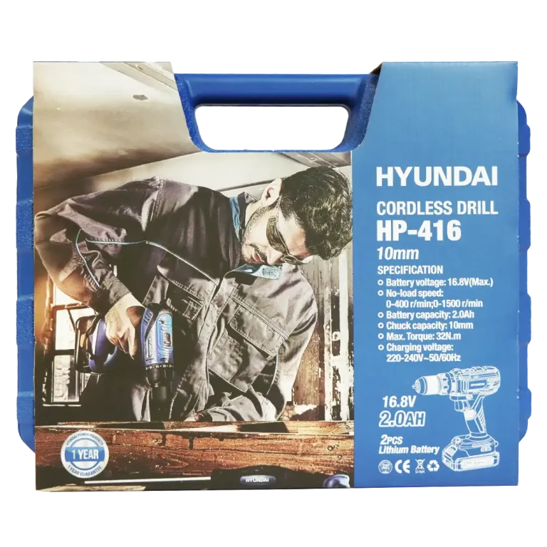 دریل شارژی چکشی 16.8 ولت هیوندای مدل HP-416